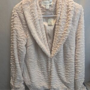 Forever 21 Soft Cream/Blush Teddy Jacket. NWT